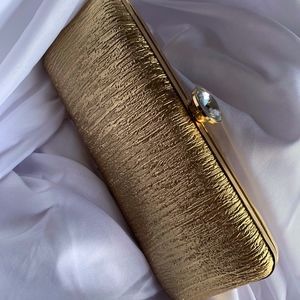 Bebe Gold Clutch with Hiding Shoulder strap